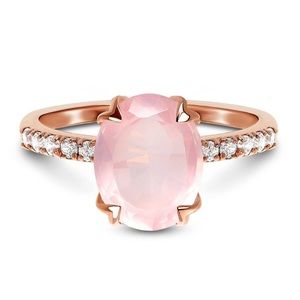 “Harlow” Rose Quartz Rose Vermeil Ring